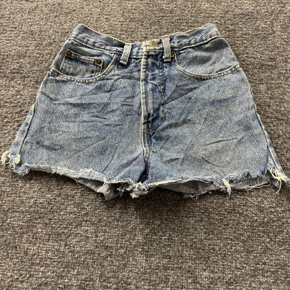 B.E.S.T. Denim Shorts Womens Size 24 Blue High Waisted Cutoff Raw Hem Vintage